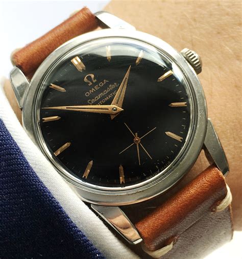 black dial omega seamaster|omega seamaster black dial vintage.